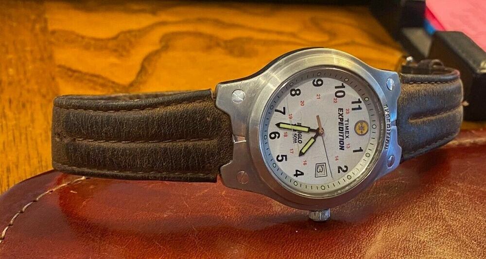 VTG Men's 40mm Silver Tone Timex Expedition Watch, Date, Indiglo, WR 50M